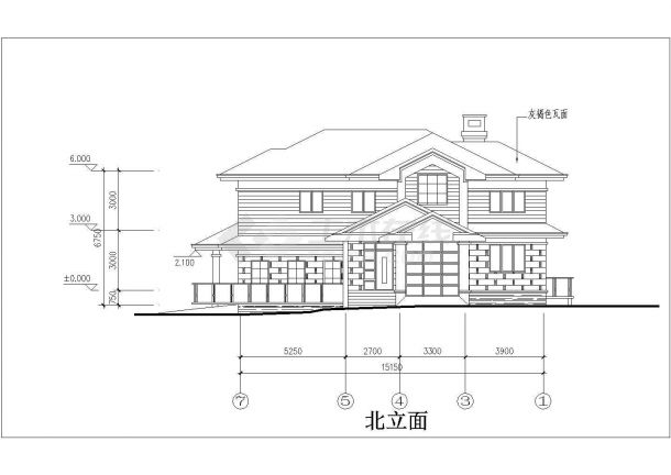 某地两层砖混结构别墅建筑设计方案图-图二