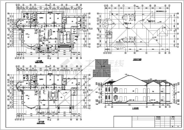 株洲市两层欧式风格小别墅建筑设计施工图纸-图二