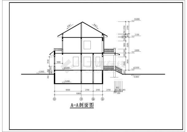 某地二层砖混结构别墅建筑设计施工图-图二
