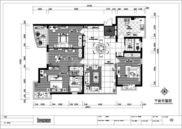 某晶华名苑住宅室内设计施工CAD图（含实景）-图二