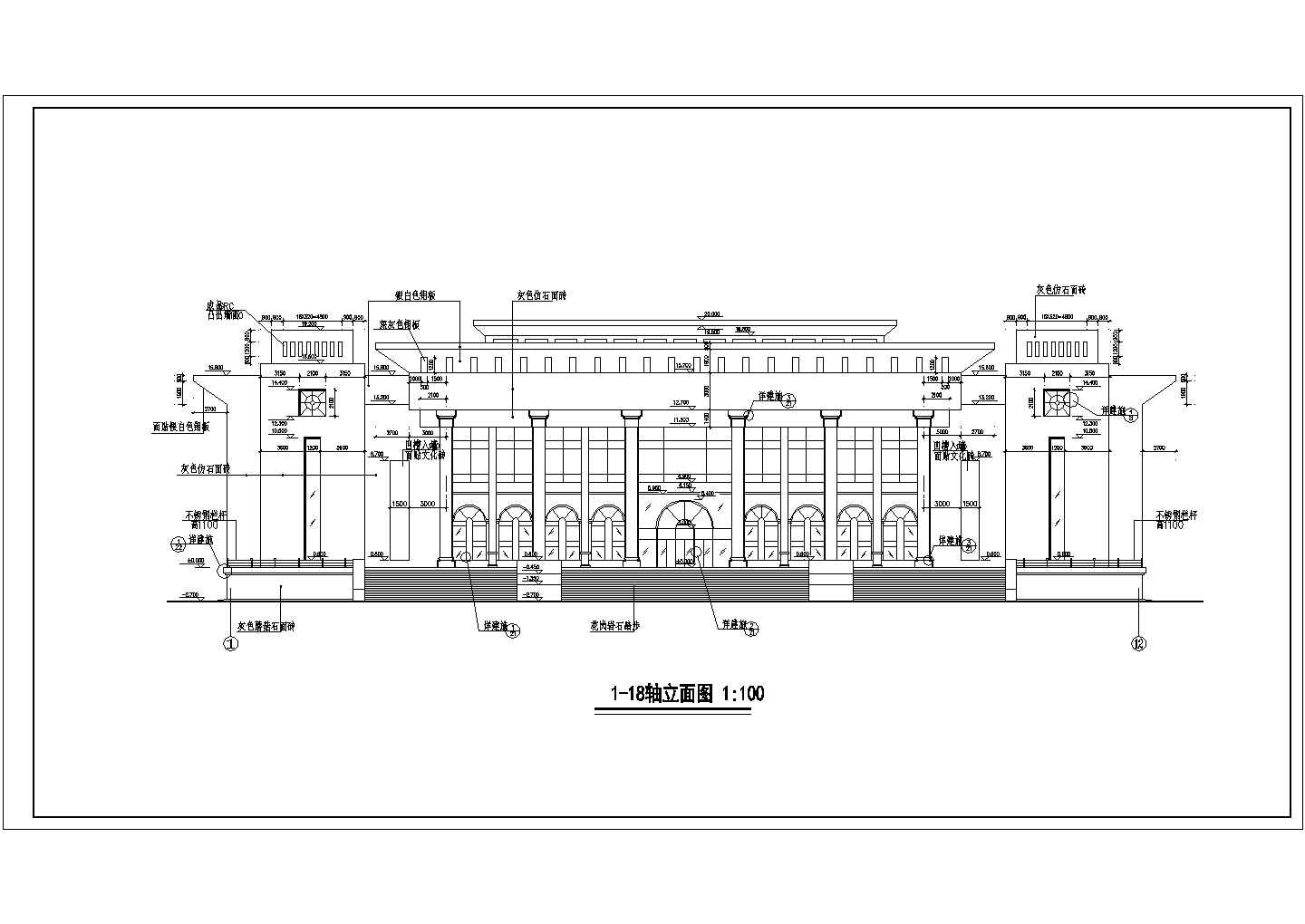 新疆某大学2层框架结构礼堂建筑设计施工图