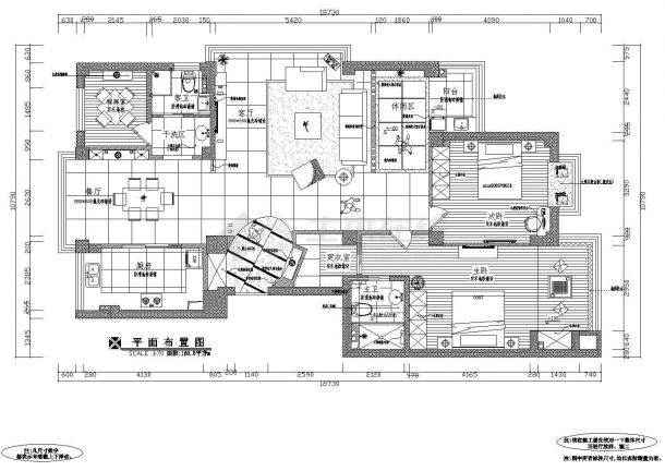 某望江苑两室一厅住宅装修设计CAD图-图一