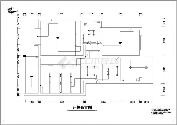 某地精装修样板房室内设计施工CAD图（两室）-图二