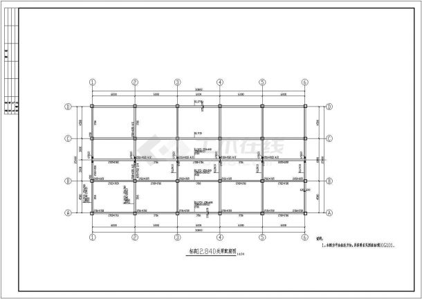 饭店框架结构建筑施工设计CAD方案图-图一