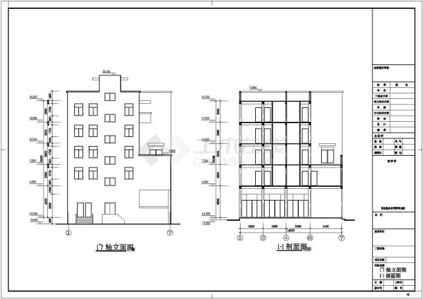 某私人五层框架结构商住楼建筑设计施工图-图二