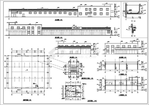 某中学2层框架结构食堂建筑施工图-图一