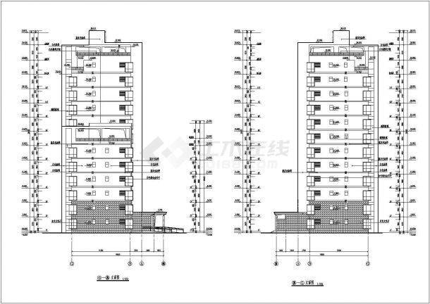 江苏省某个地区的小高层住宅楼建筑cad图纸-图二