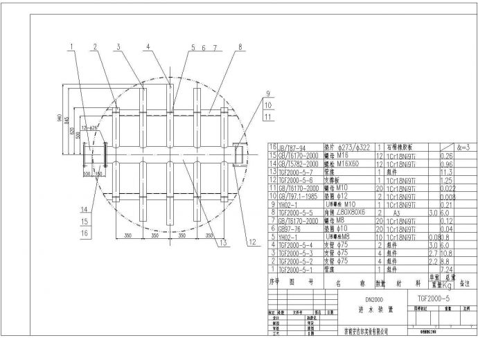 某公司自主设计脱碳塔外形设备制作图纸_图1