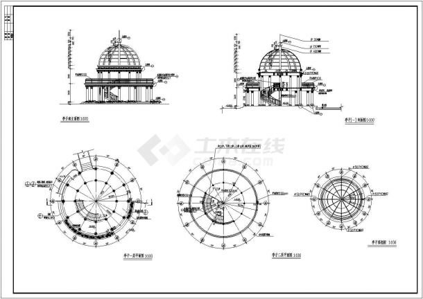 某地两层混合结构欧式景观亭子建筑方案图-图一