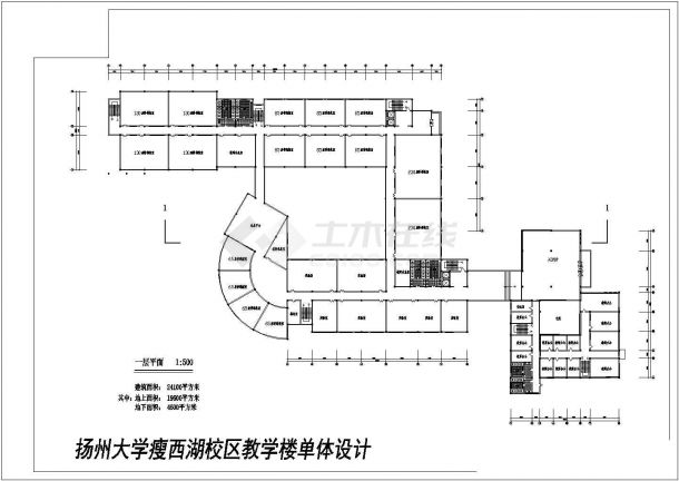 某地区教学楼单体建筑cad设计图-图一