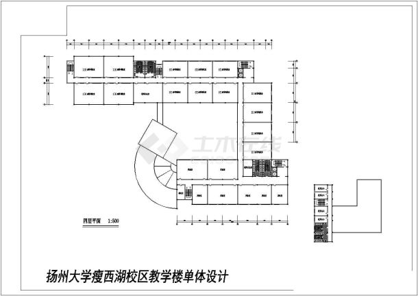 某地区教学楼单体建筑cad设计图-图二