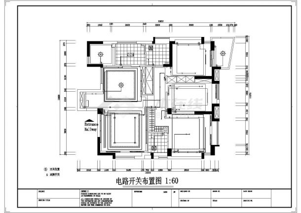 某三室一厅住宅装修设计施工CAD图-图二