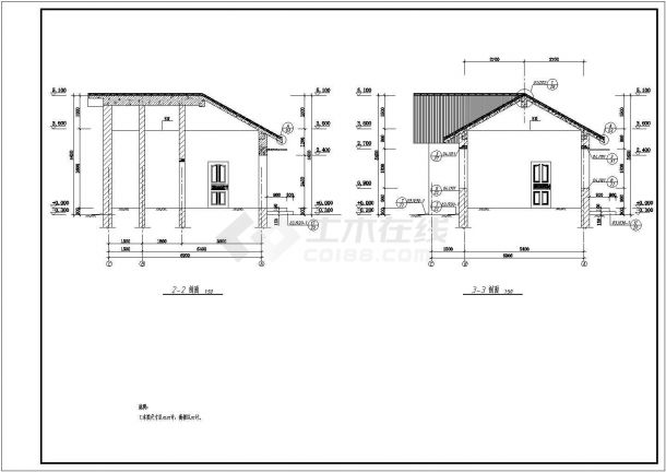 某单层砖混结构管理房建筑结构设计施工图-图二