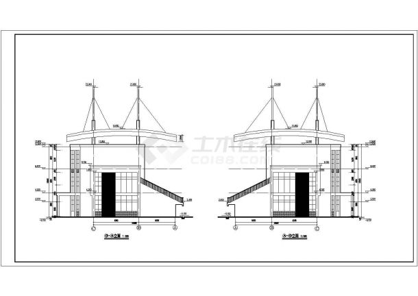 安徽省某中学2层体育看台及网架屋盖结构施工图-图一