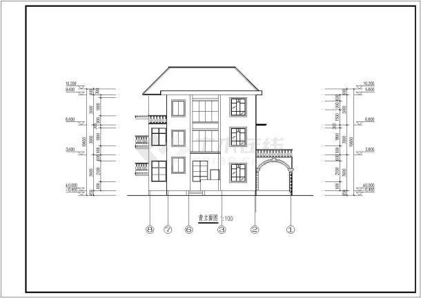 某地区3层砖混结构别墅方案设计图-图二