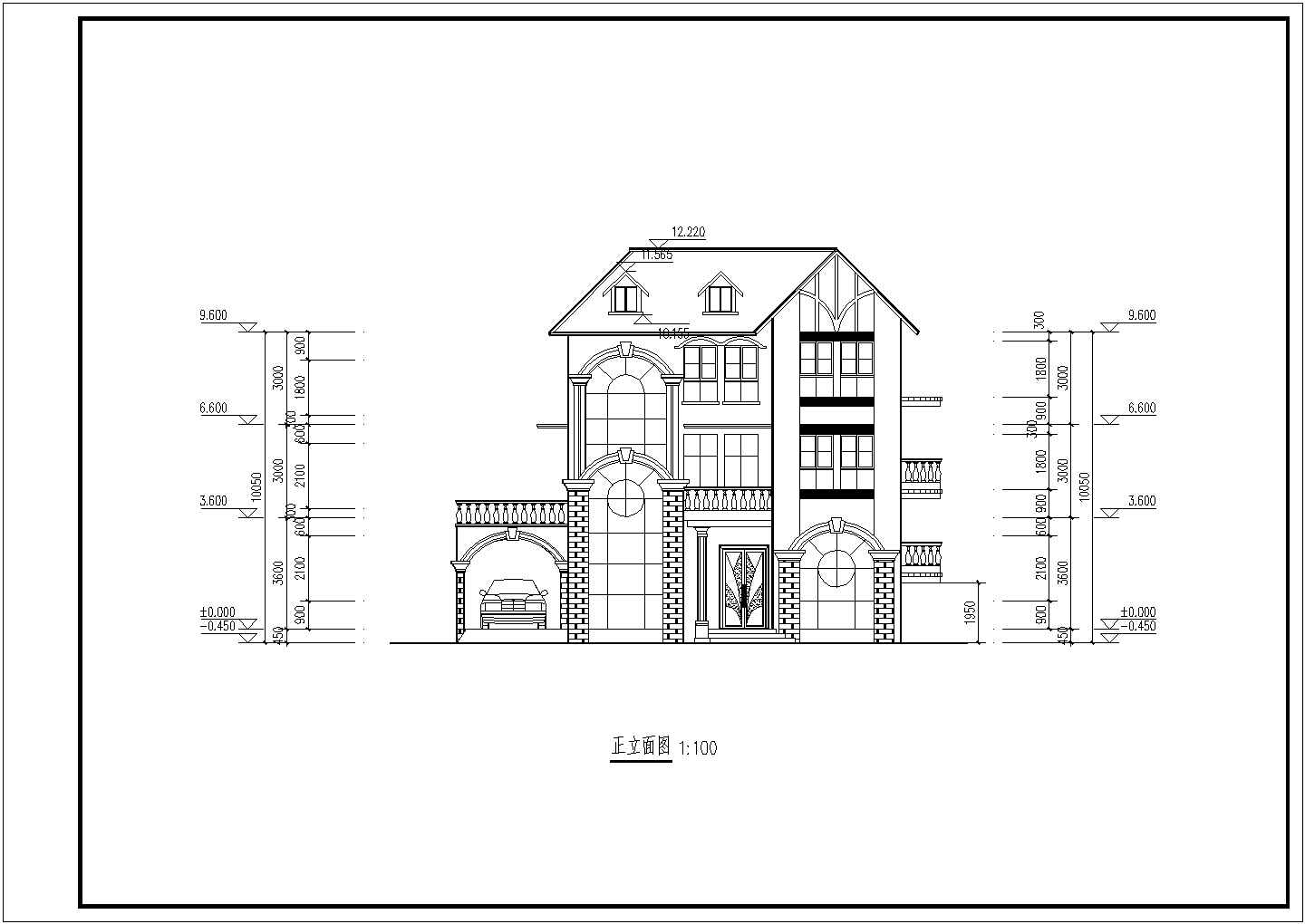 某地区3层砖混结构别墅方案设计图