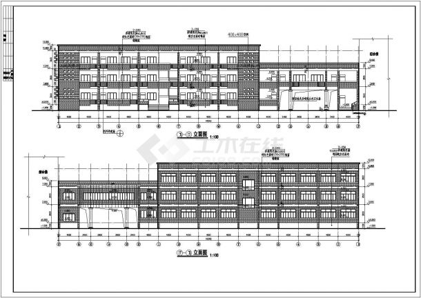 江西某地三层框架结构学校行政办公楼建筑施工图-图一
