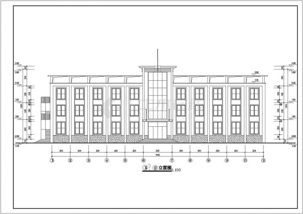 某厂区三层砖混结构办公楼建筑施工图-图一