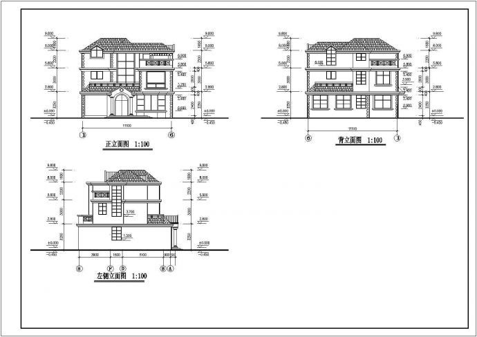 某地三层砖混结构别墅建筑方案设计图纸_图1