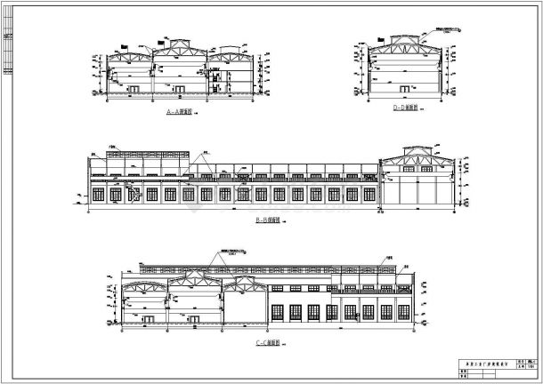 江南某厂3层多跨排架结构综合车间建筑设计施工图-图二