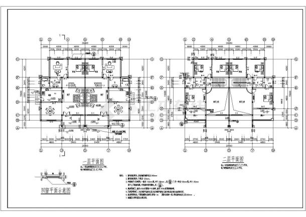 某地3层砖混双拼别墅建筑设计施工图-图二