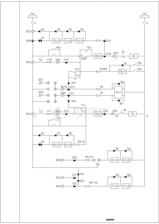几种不同继电器保护电路CAD图纸-图一