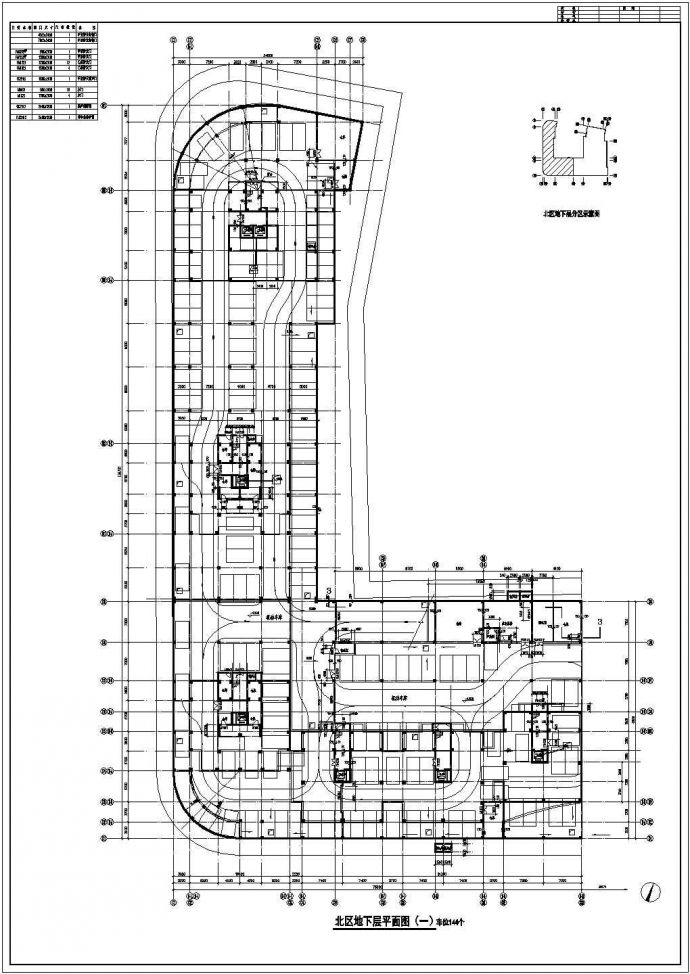 某高层住宅小区单层地下车库建筑设计施工图_图1