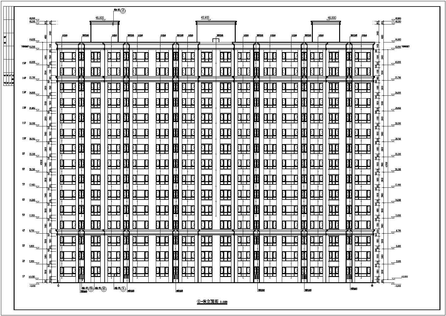 内蒙古某15层剪力墙结构住宅建筑设计施工图