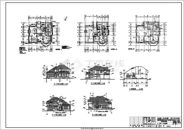 某小区多层别墅建筑设计方案图（21套）-图一