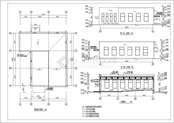 某学校单层框架结构多功能厅建筑设计施工图-图二