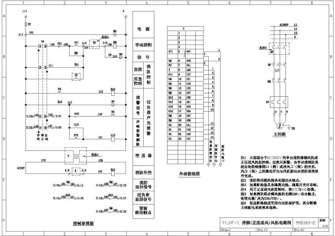 排烟(正压送风)风机全套电路图（共20张）_图1