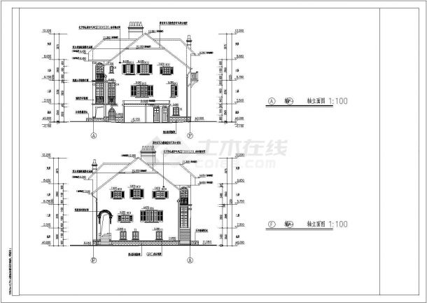 某3层砖混独栋别墅建筑设计方案图-图二