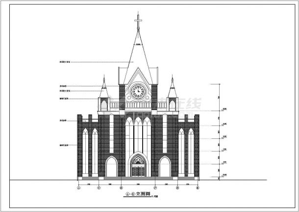 某地五层框架结构教堂建筑设计方案图-图一