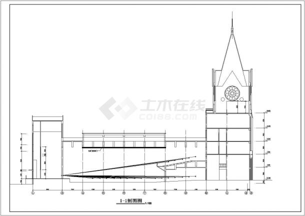 某地五层框架结构教堂建筑设计方案图-图二