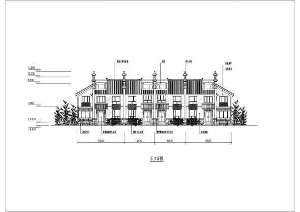 现代仿古四合院两层联排别墅方案设计-图一