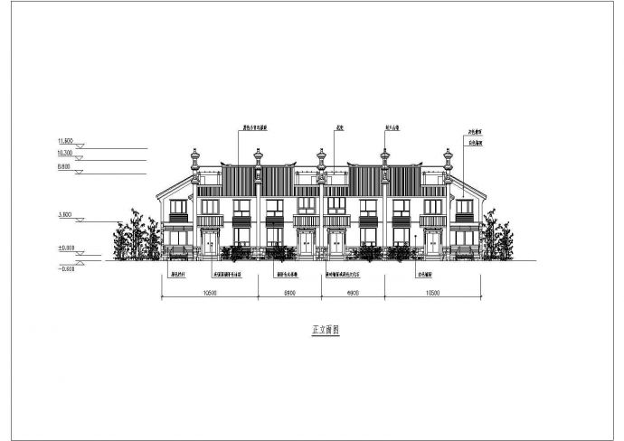现代仿古四合院两层联排别墅方案设计_图1
