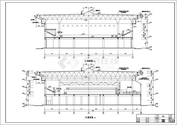 某地二层钢混结构篮球馆建筑设计施工图-图一