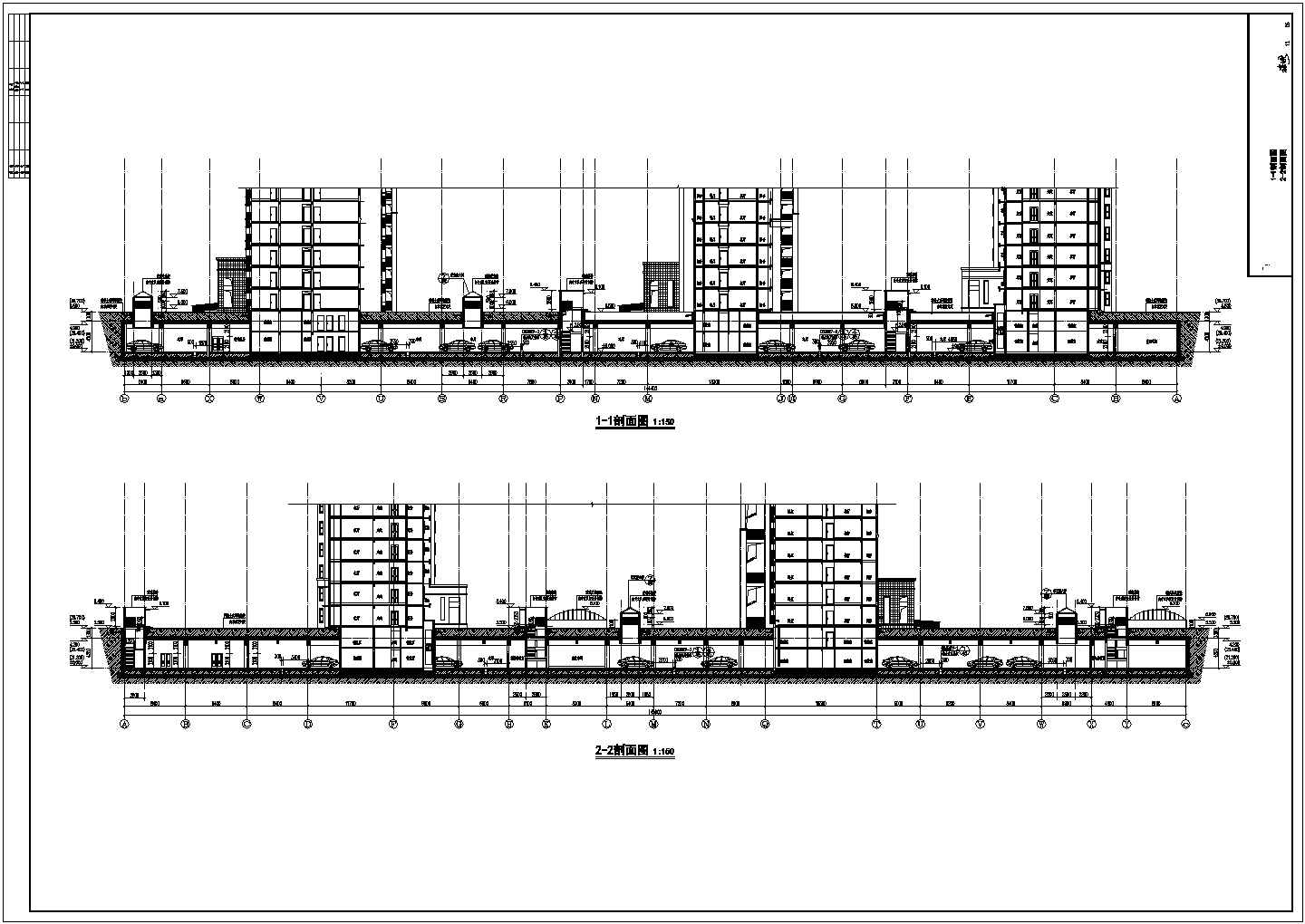 某小区框架结构大型地下车库建筑施工图