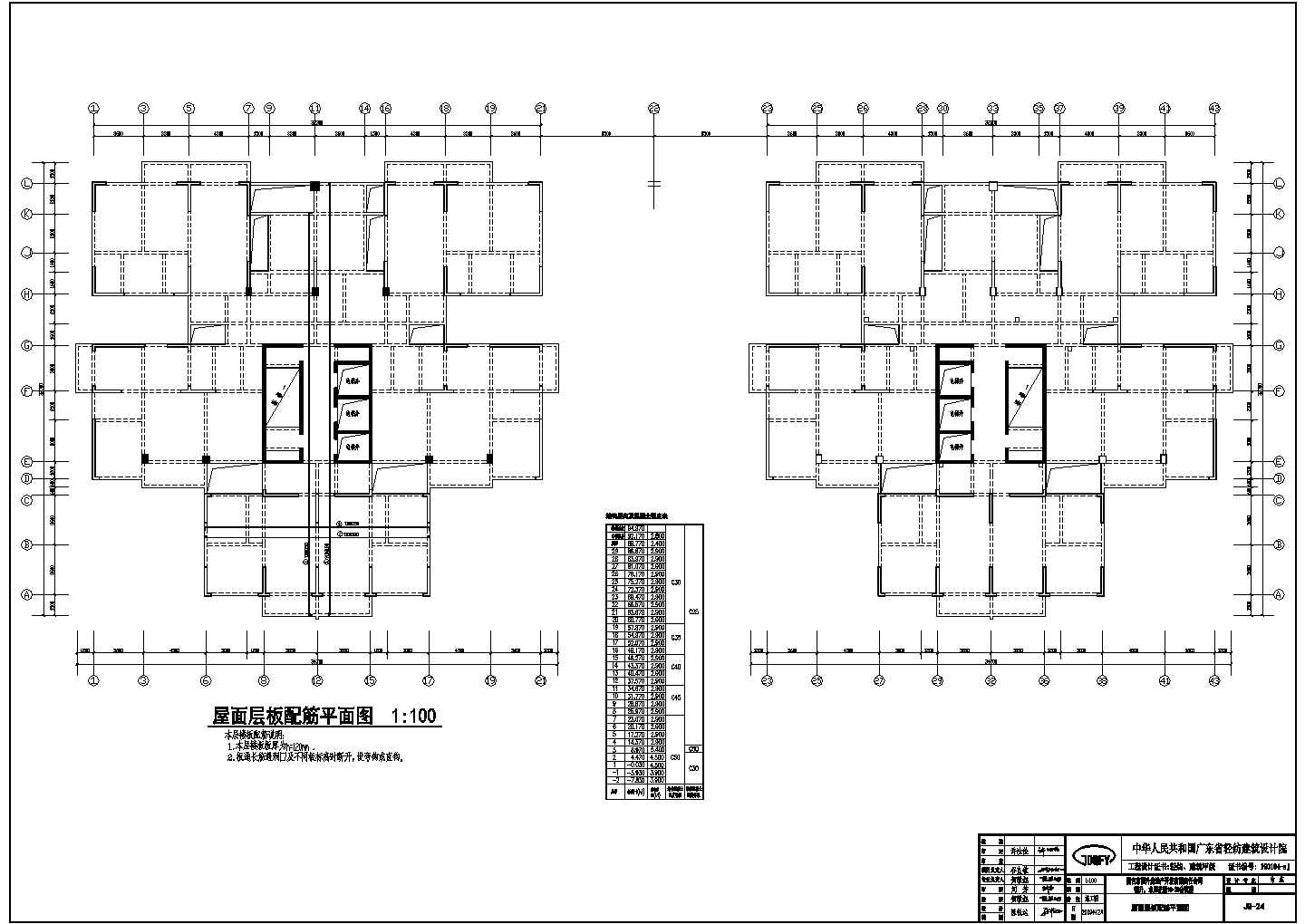 广西百色市29层剪力墙结构商住公寓楼全套结构施工图