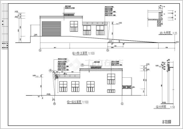 某地单层框架结构垃圾压缩站建筑设计施工图-图二