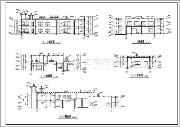 某小区幼儿园全套建筑cad图纸（共4张）-图一