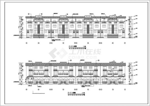 安徽省3层框架结构联排别墅施工图纸-图一