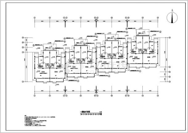 安徽省3层框架结构联排别墅施工图纸-图二