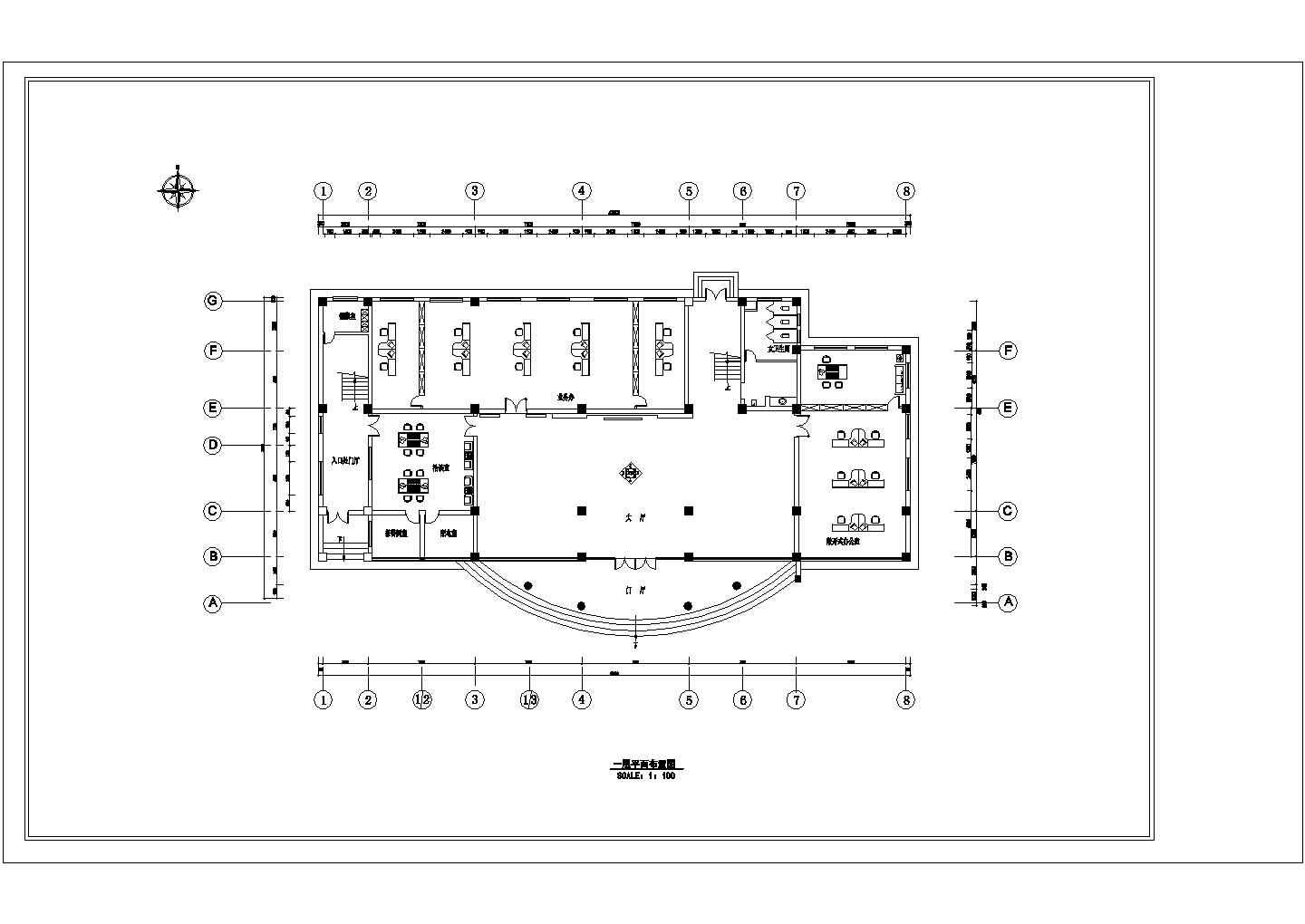 某地区三层办公室及会议室平面施工装修图