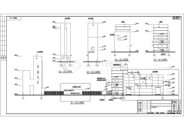 某汽车公司门卫及大门建筑设计施工图-图一