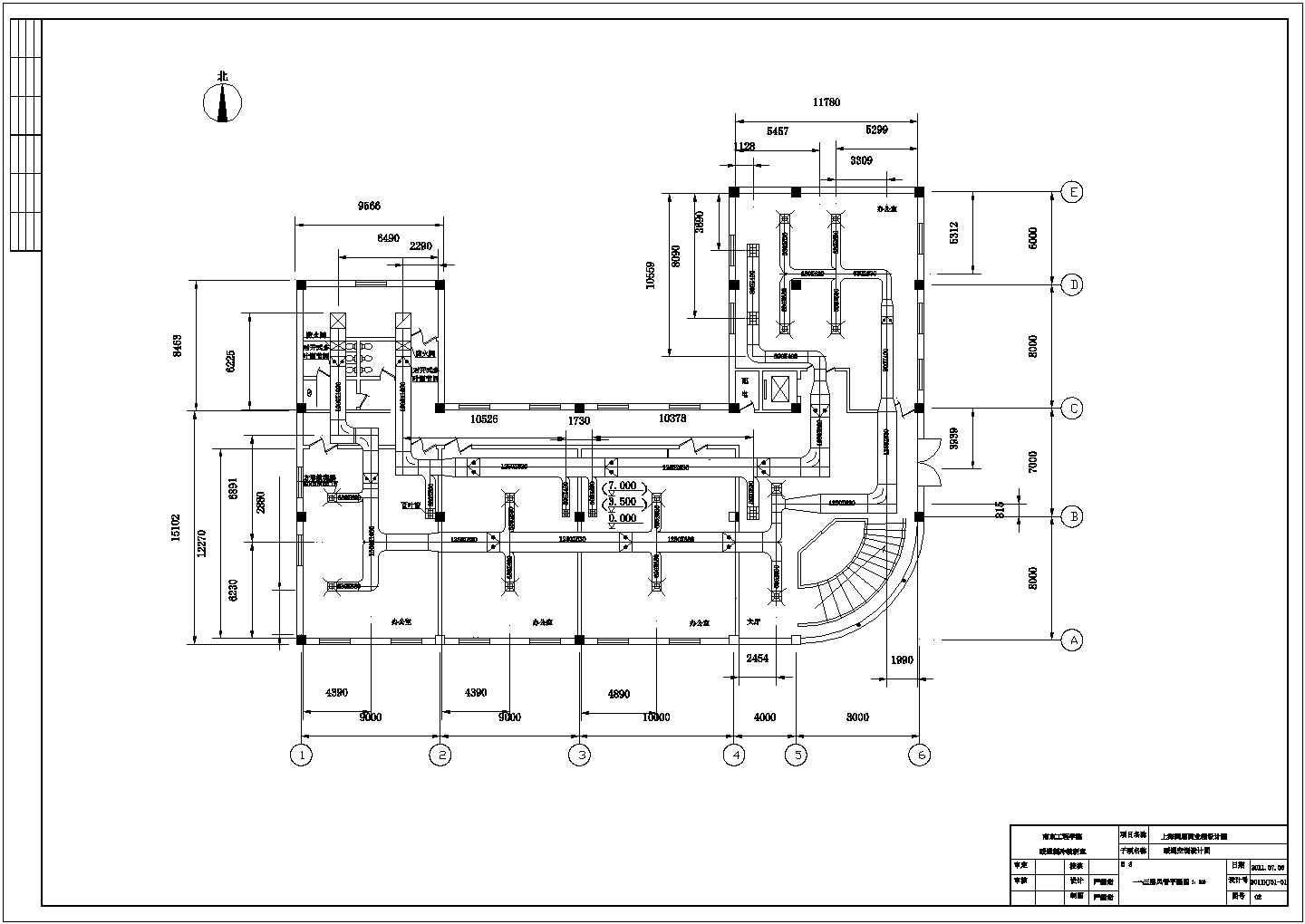 暖通课程设计-四层商业建筑全空气系统设计图