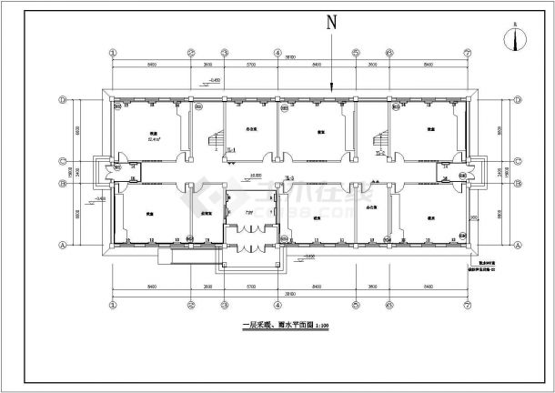 两层层教学楼散热器水平单管跨越式采暖系统设计图-图二