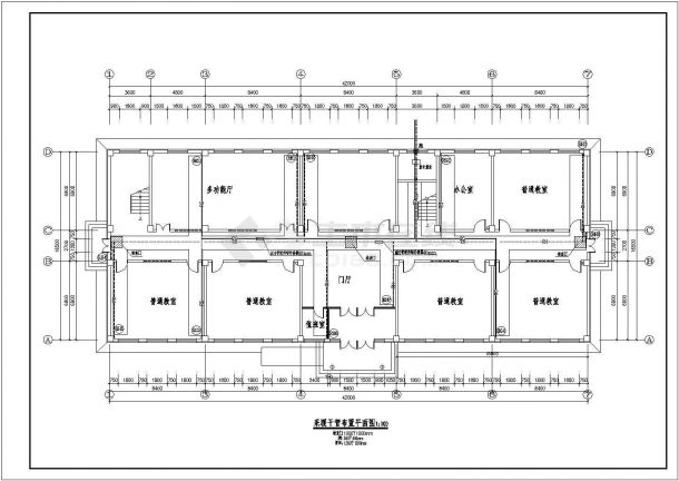两层学校教学楼水平单管跨越式采暖系统暖通设计图-图二