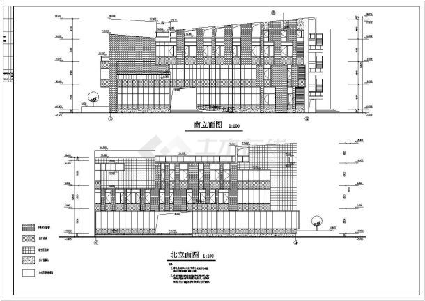 某地三层框架结构文化中心建筑设计施工图-图一