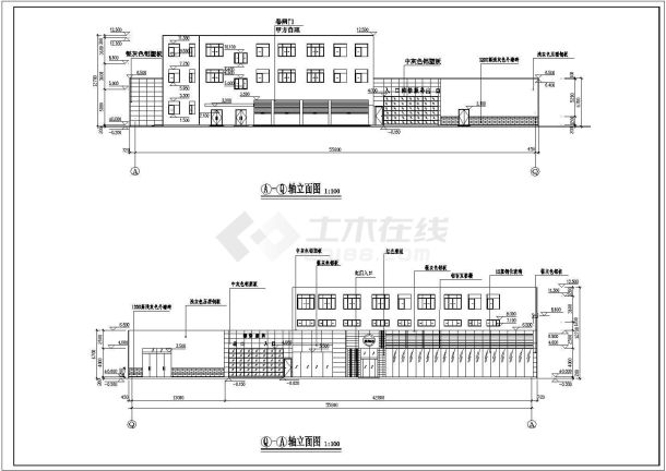 某地区4S店建筑设计施工cad图-图一